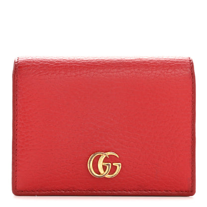 Gucci Dollar Calfskin GG Marmont Card Case Hibiscus Red 1 of 10