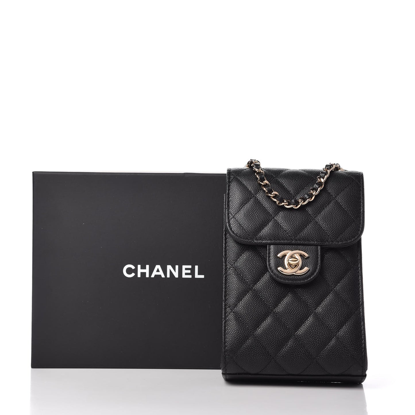 Caviar Quilted Classic Phone Holder Black