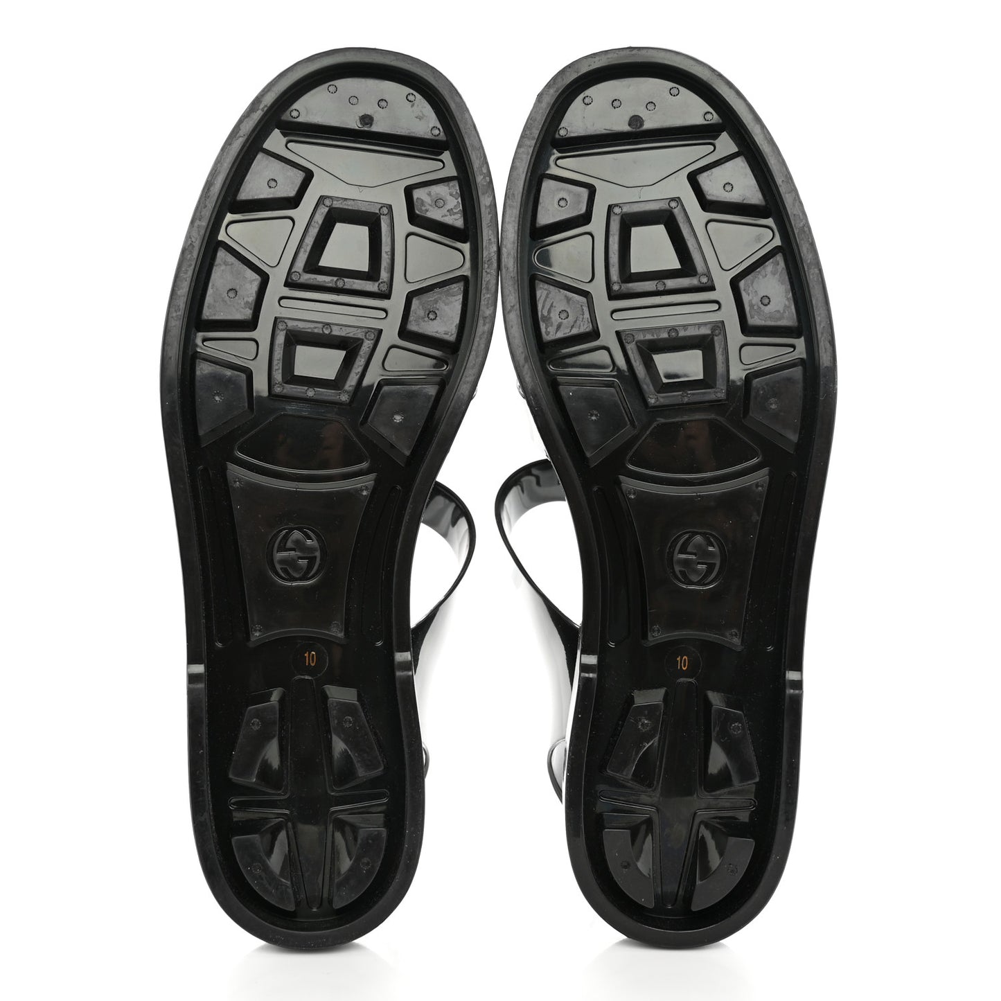 Shiny Rubber Mens Double G Buckle Strap Sandals 10 Black