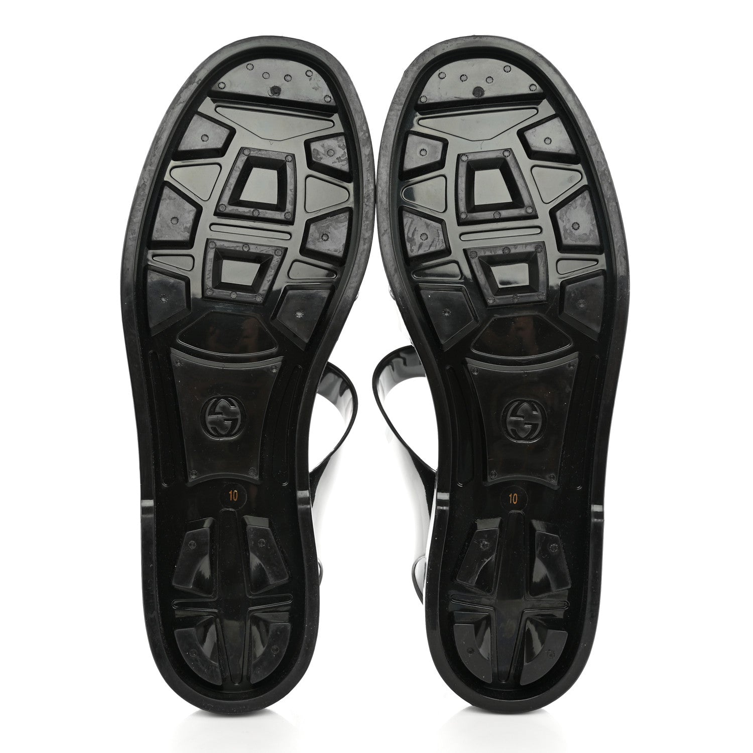 Gucci Shiny Rubber Mens Double G Buckle Strap Sandals 10 Black 5 of 9