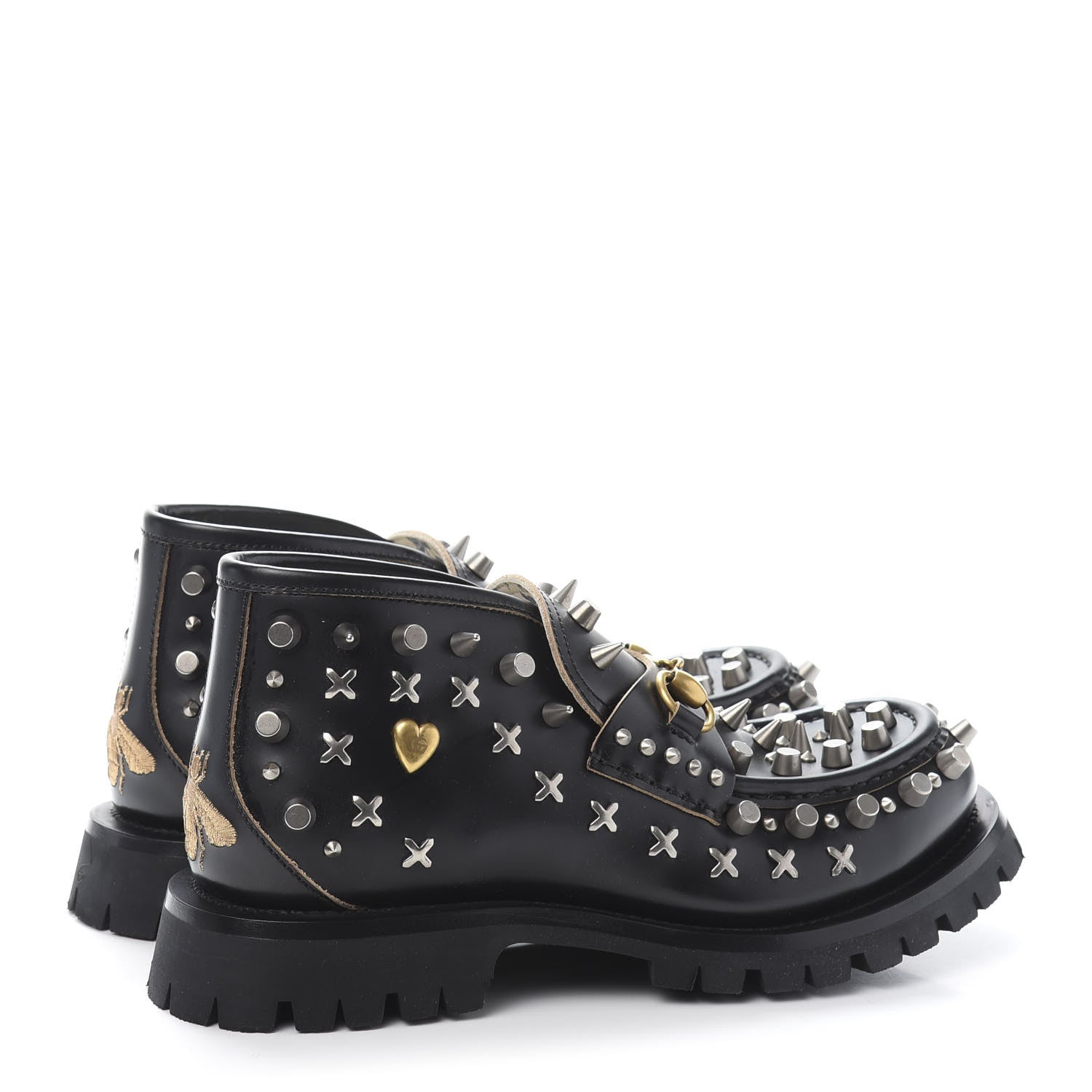 Gucci Cordovan Lux Studded Mens Harald Horsebit Ankle Boots 6 Black 4 of 9