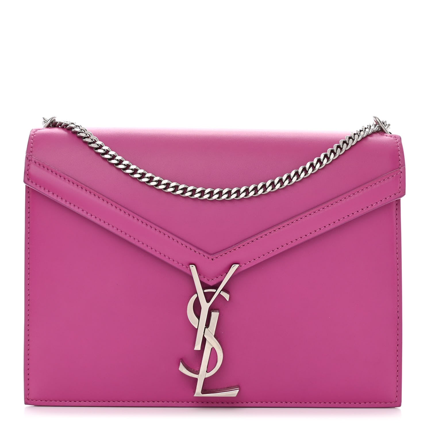 Saint Laurent Smooth Calfskin Monogram Cassandra Clasp Bag Electric Fuchsia 1 of 9