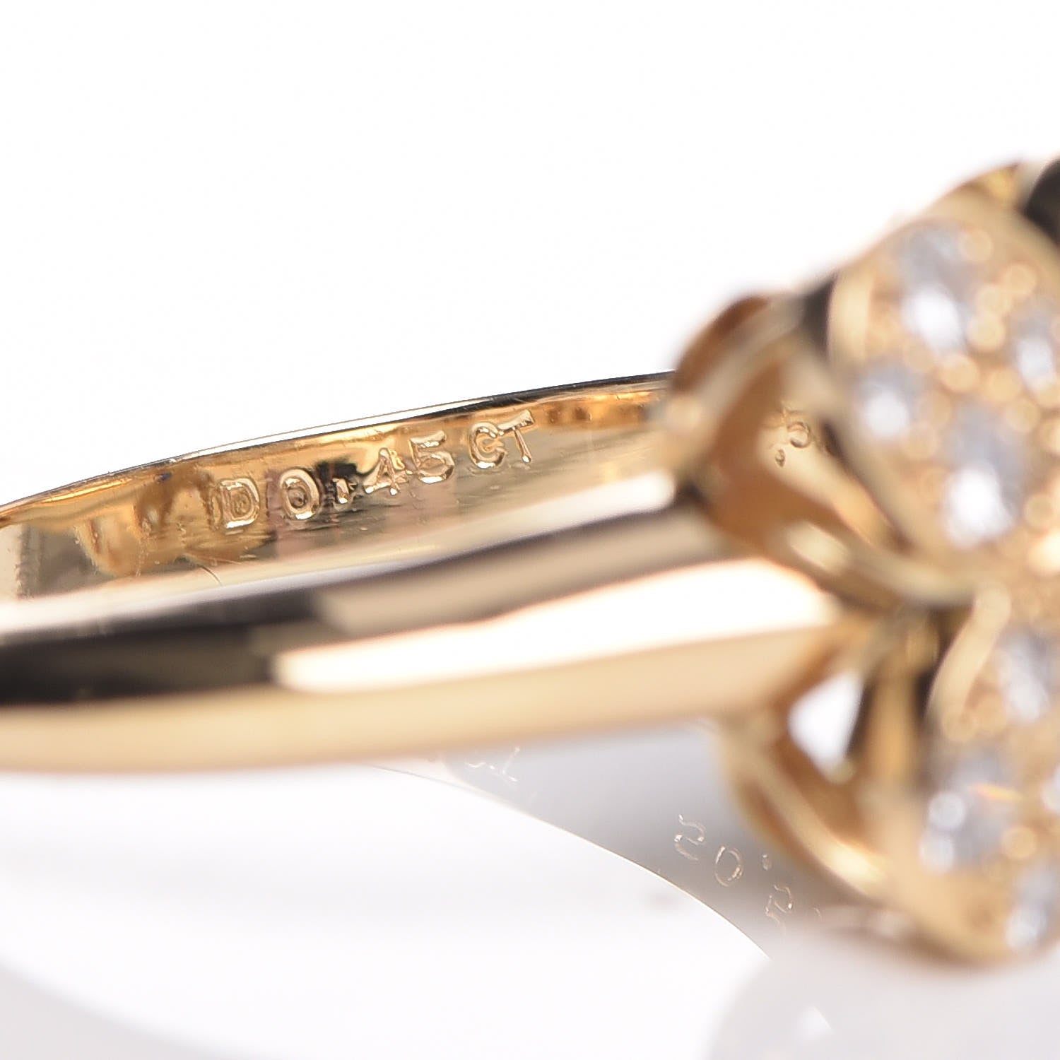 Van Cleef & Arpels 18K Yellow Gold Diamond Blue Sapphire Trefle Ring 50 5.5 7 of 9