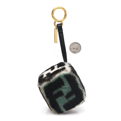 Fendi Shearling Vitello Dolce Macro FF 1974 Dice Bag Charm Multicolor 2 of 3