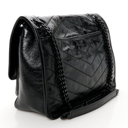 Saint Laurent Crinkled Calfskin Matelasse Monogram Medium Niki Chain Satchel Black 2 of 10