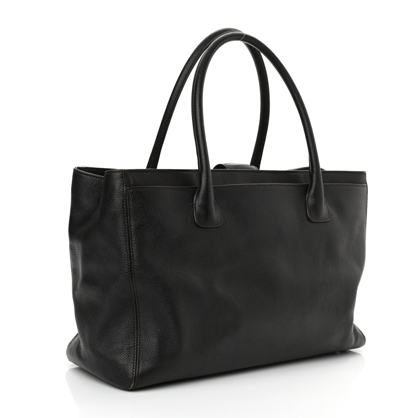 Calfskin Cerf Executive Shopper Tote Black