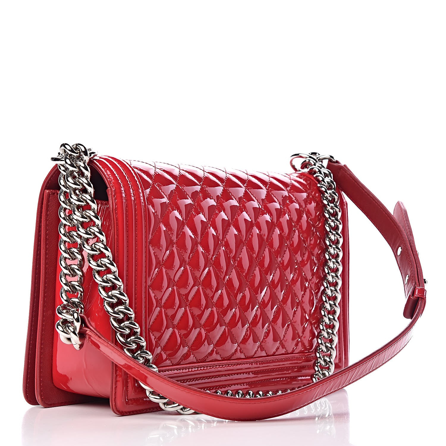 Chanel Patent Calfskin New Medium Plexiglass Boy Flap Red 3 of 10