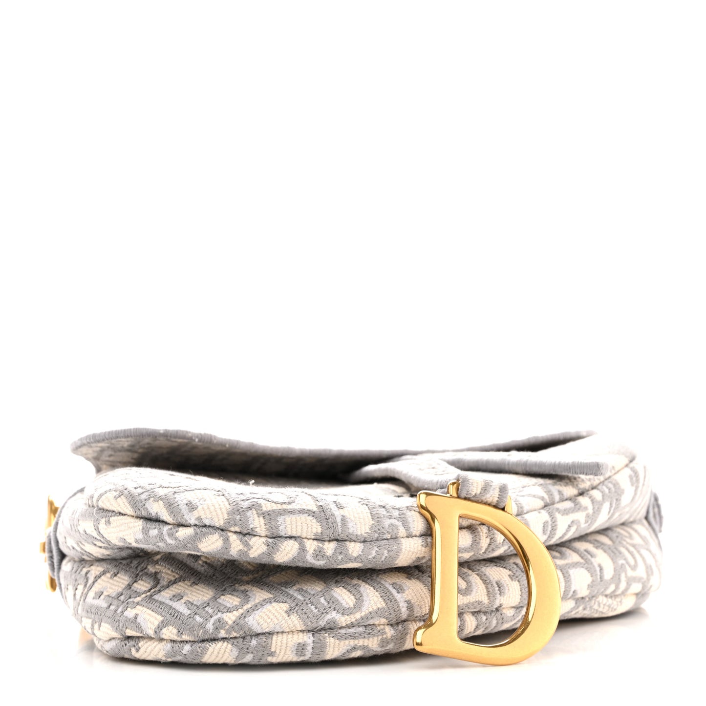 Oblique Embroidered Saddle Bag Gray