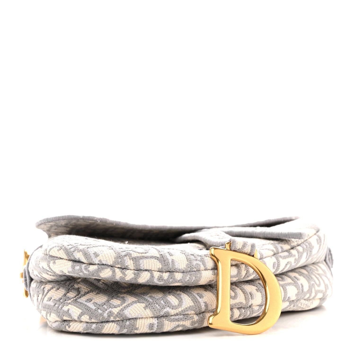 Christian Dior Oblique Embroidered Saddle Bag Gray 4 of 14