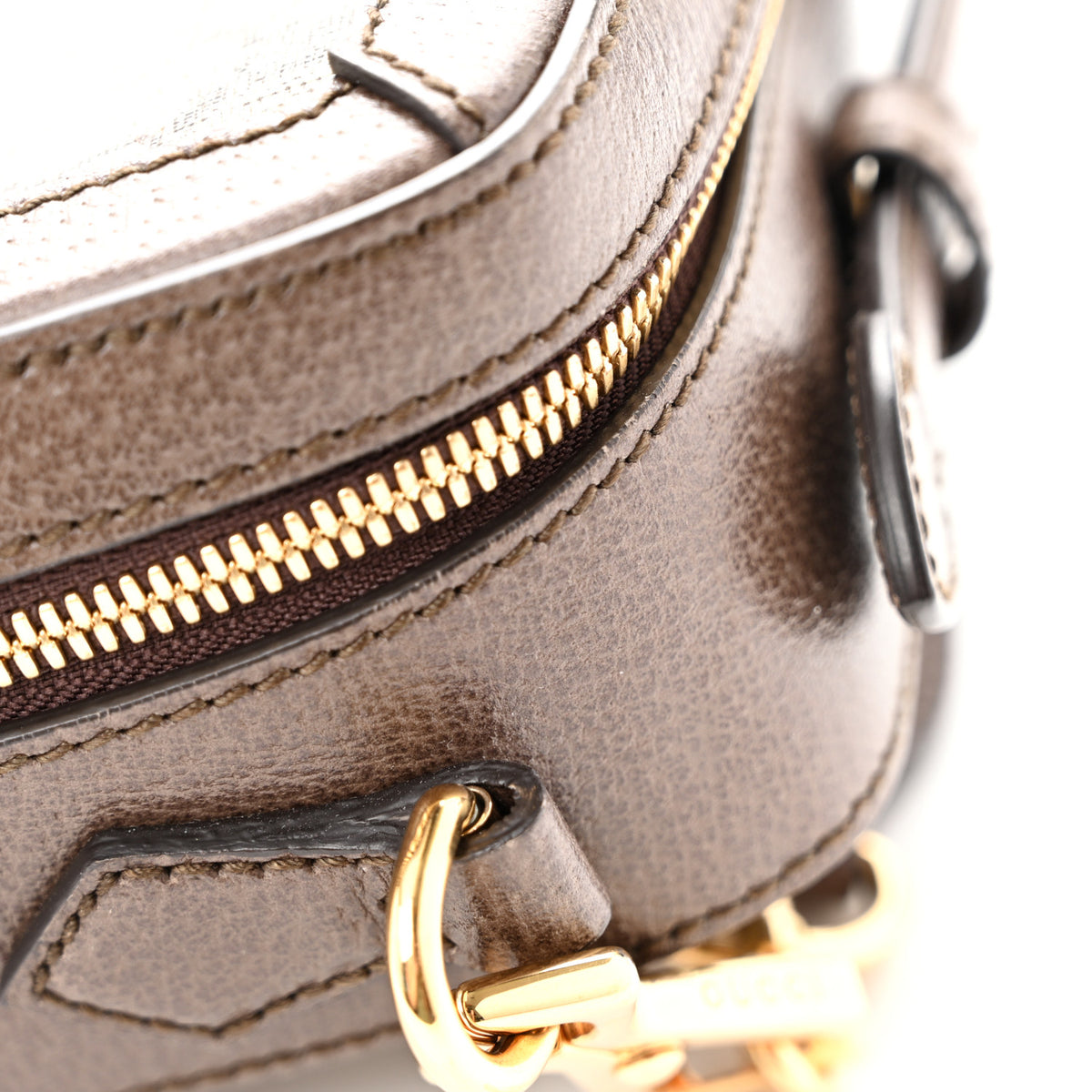 GG Supreme Monogram Web Small Ophidia Top Handle Shoulder Bag Brown