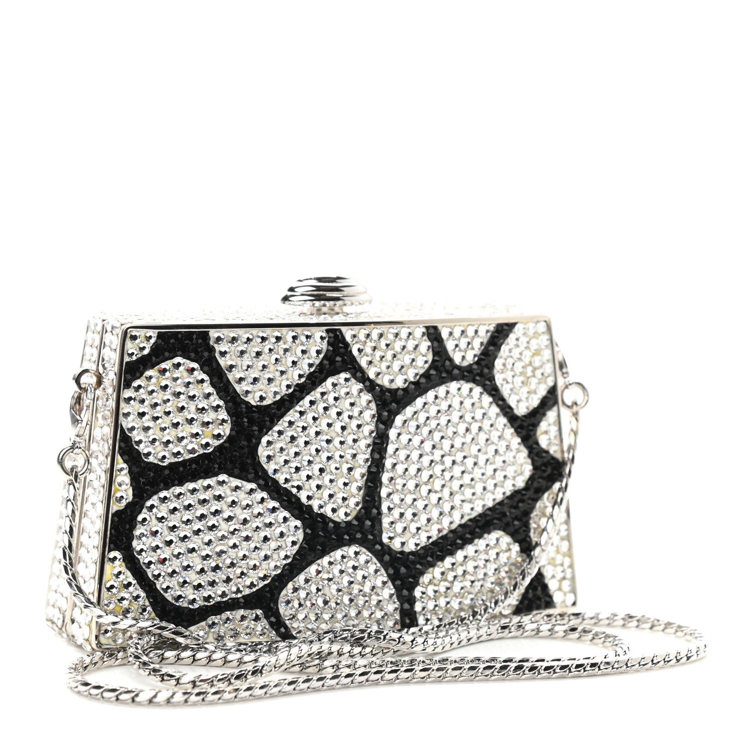 Judith Leiber Crystal Minaudiere Clutch Black Silver 2 of 10
