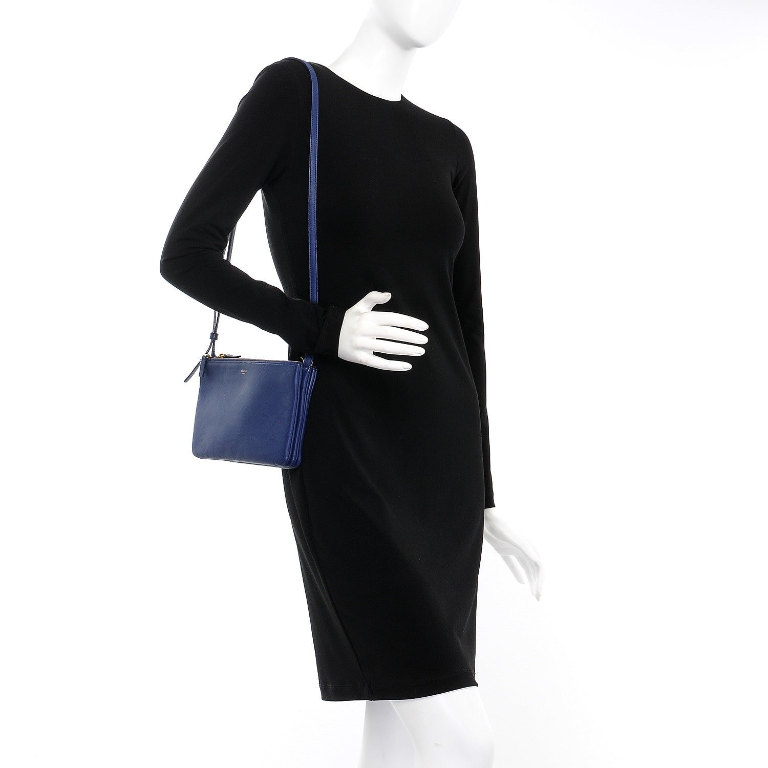 Celine Lambskin Small Trio Crossbody Bag Indigo 2 of 9