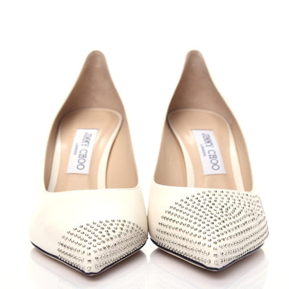 Jimmy Choo Calfskin Studded Love 85 Pumps 39.5 Latte Silver 2 of 10