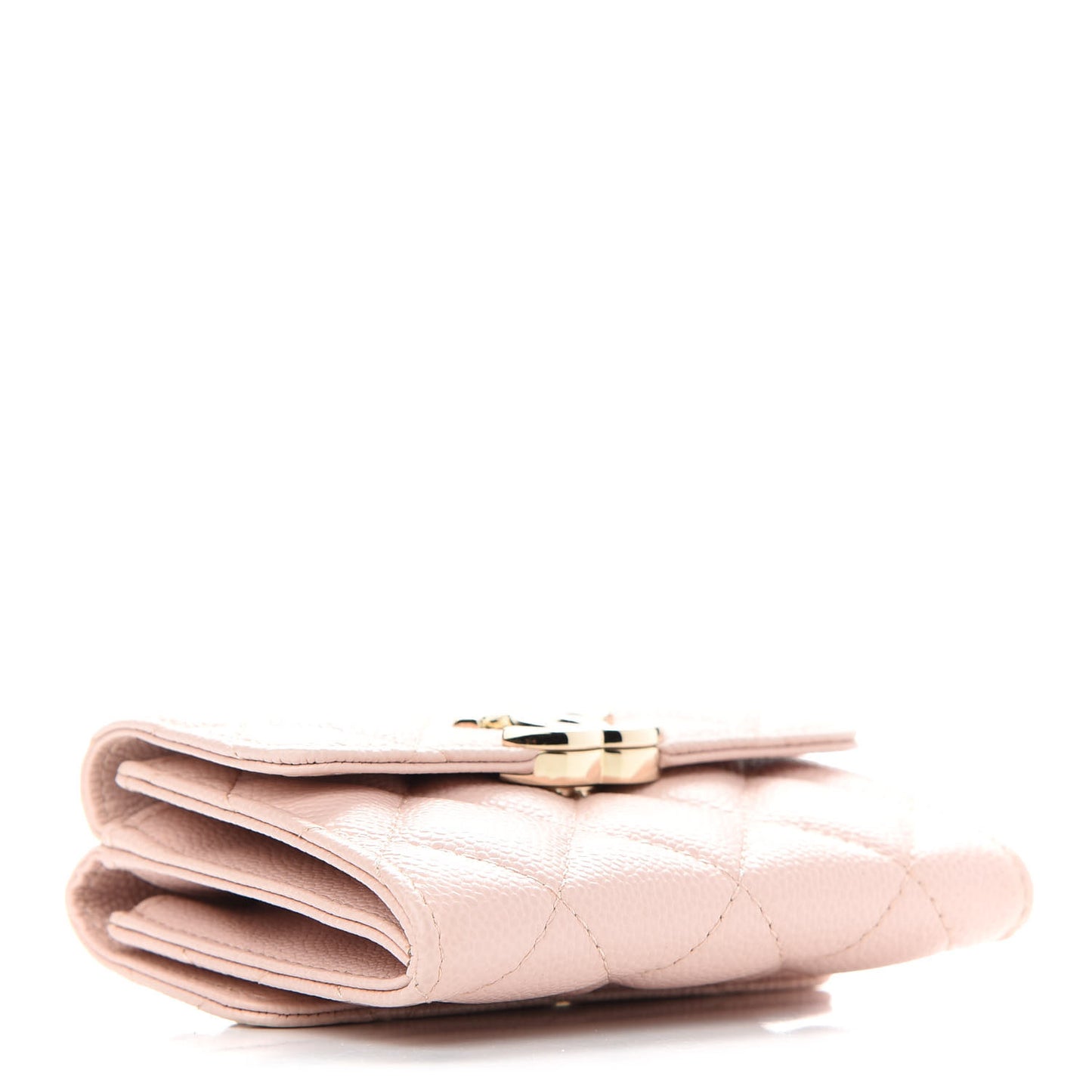 Caviar Quilted Card Holder On Chain Light Pink