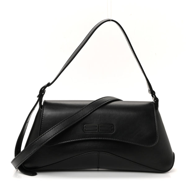 Balenciaga Box Calfskin Monochrome Small XX Flap Stretch Bag Black