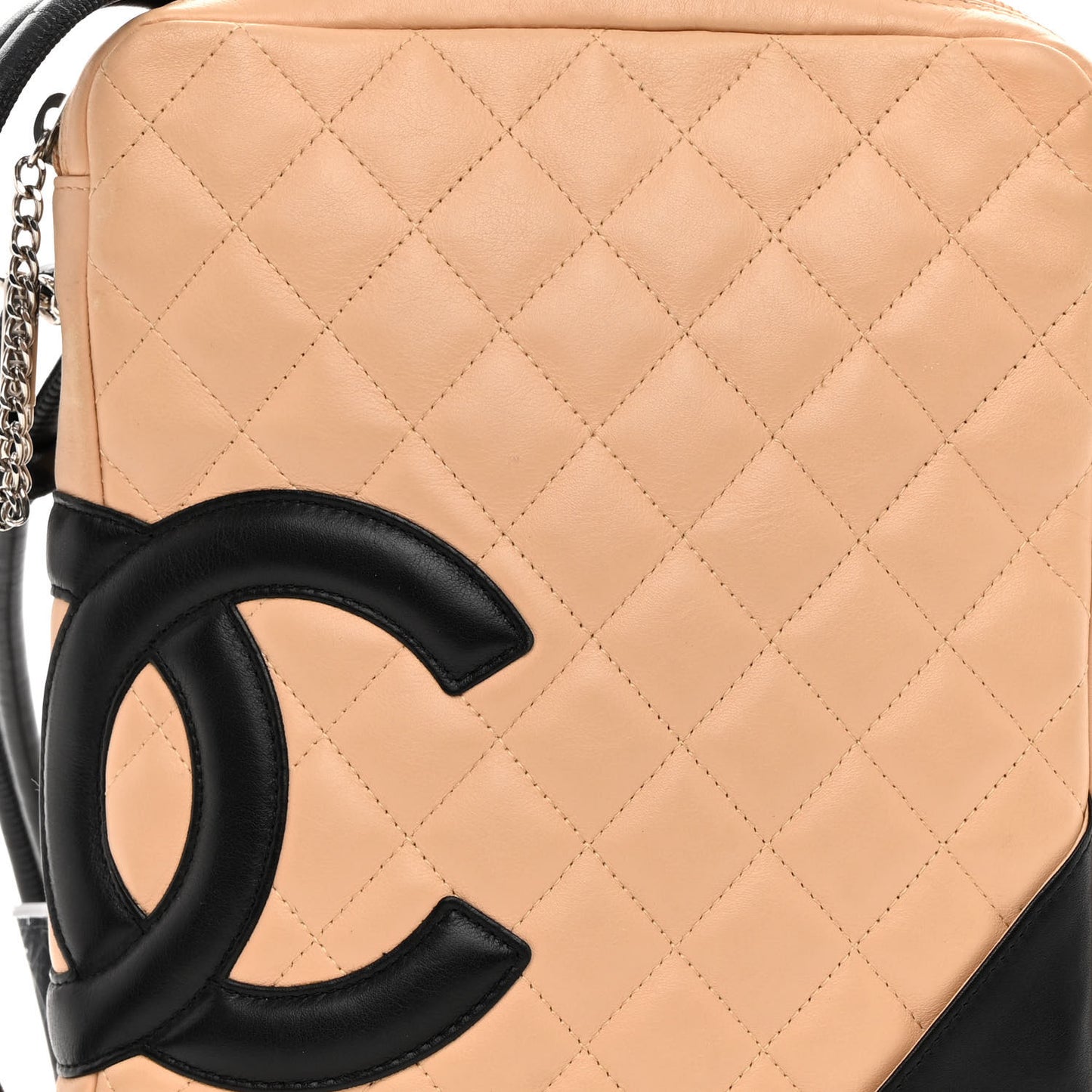 Calfskin Quilted Medium Cambon Messenger Beige Black