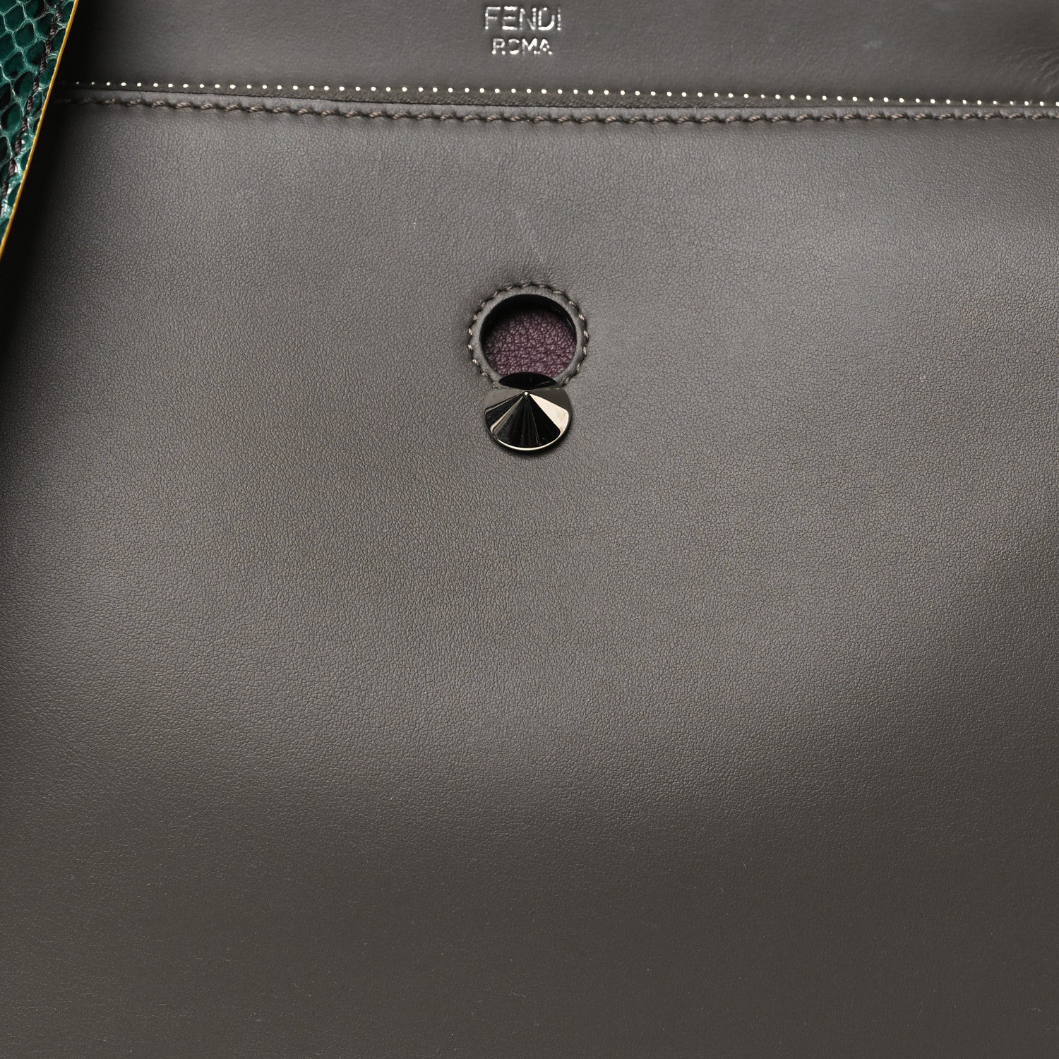 Fendi Vitello Baltico Dolce Elaphe DotCom Satchel Carbone Ramar Multicolor 10 of 12