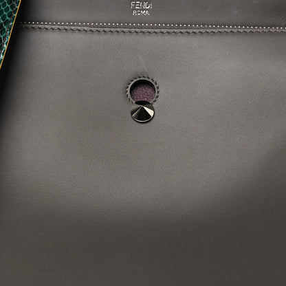 Fendi Vitello Baltico Dolce Elaphe DotCom Satchel Carbone Ramar Multicolor 10 of 12
