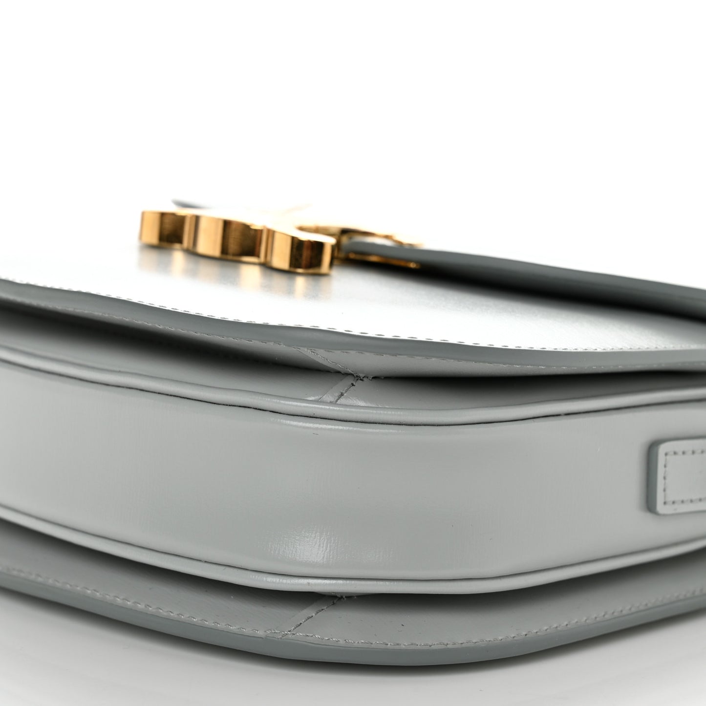 Shiny Calfskin Besace Clea Triomphe Blue Gray