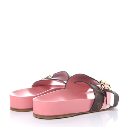 Louis Vuitton Patent Monogram Bom Dia Flat Mule 39 Rose White 4 of 9