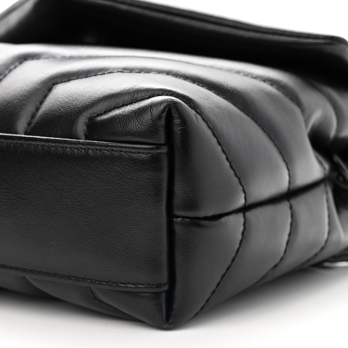Calfskin Y Quilted Monogram Monochrome Toy Loulou Crossbody Bag Black