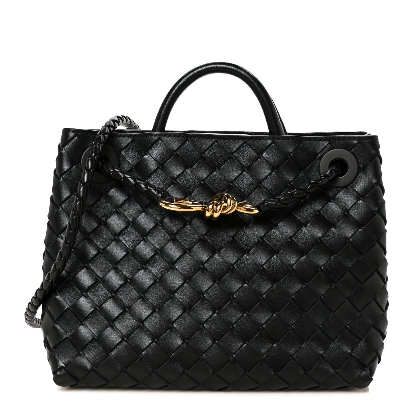 Nappa Intrecciato Small Andiamo Shoulder Bag Black