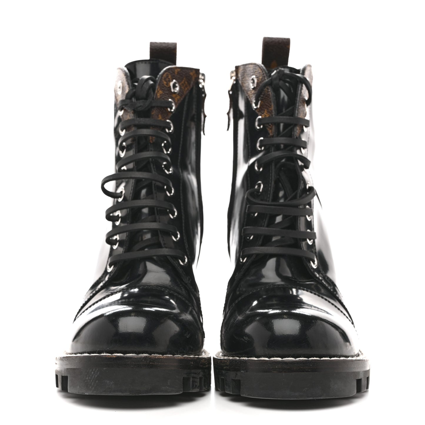Glazed Calfskin Monogram Star Trail Ankle Boots 39 Black