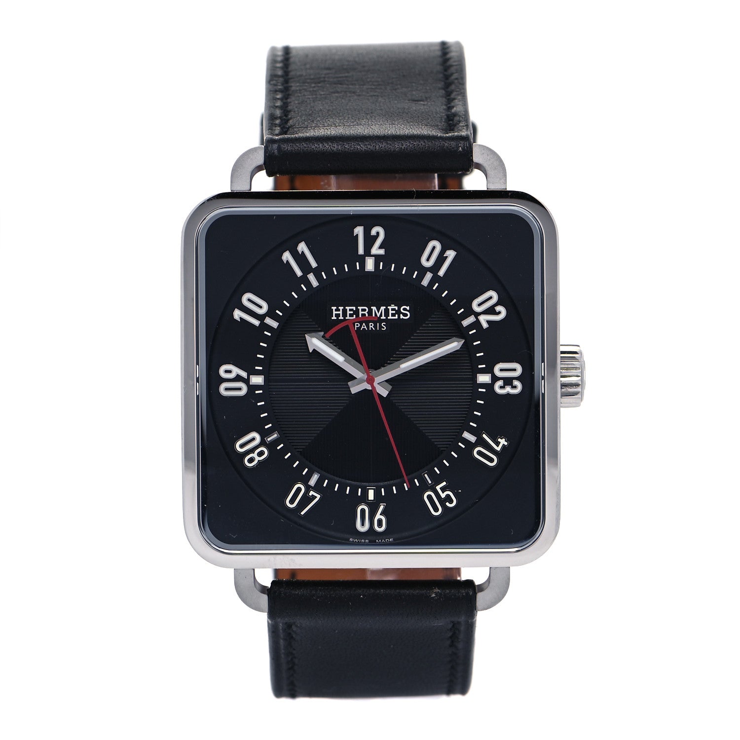 Hermes Stainless Steel Barenia 38mm Carre H Automatic Watch Noir 1 of 7