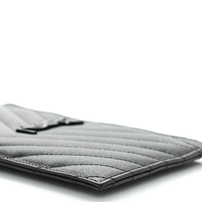 Saint Laurent Grain De Poudre Chevron Monogram Bill Pouch Black 10 of 10