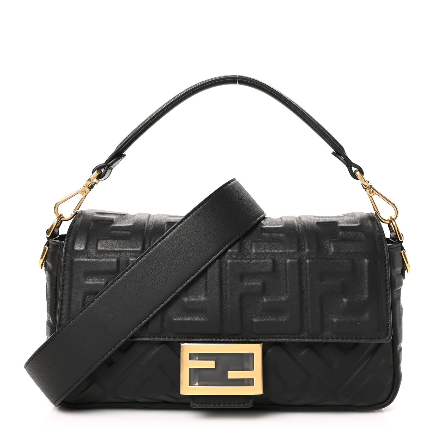 Nappa FF 1974 Embossed Baguette Black