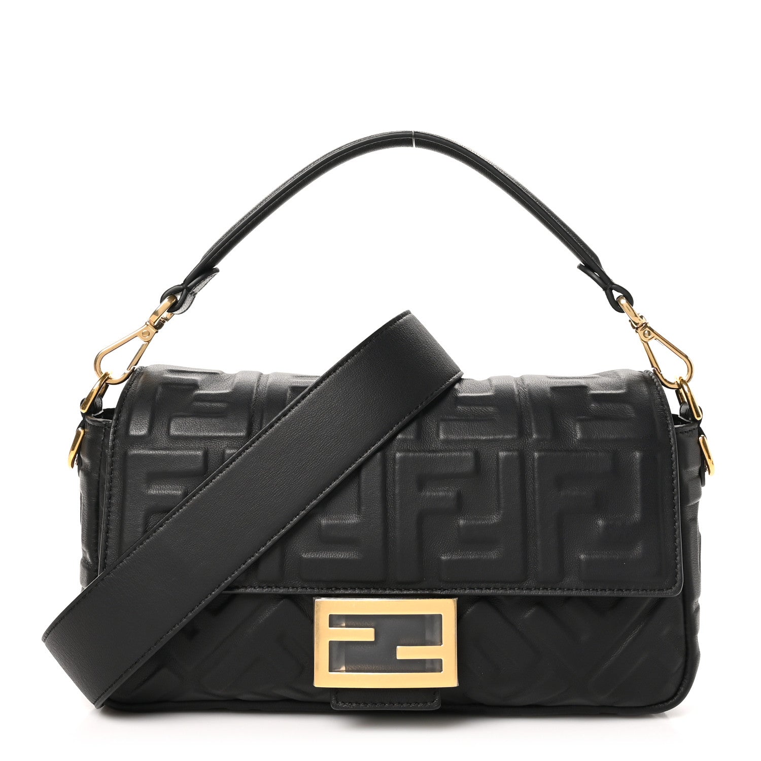 Fendi Nappa FF 1974 Embossed Baguette Black 1 of 9
