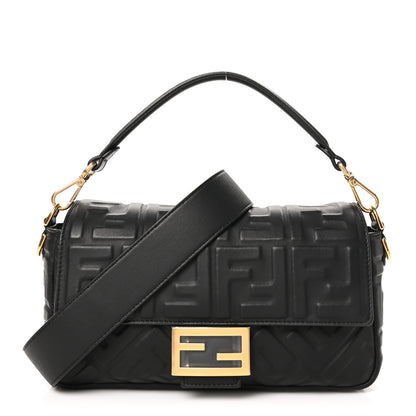 Fendi Nappa FF 1974 Embossed Baguette Black 1 of 9