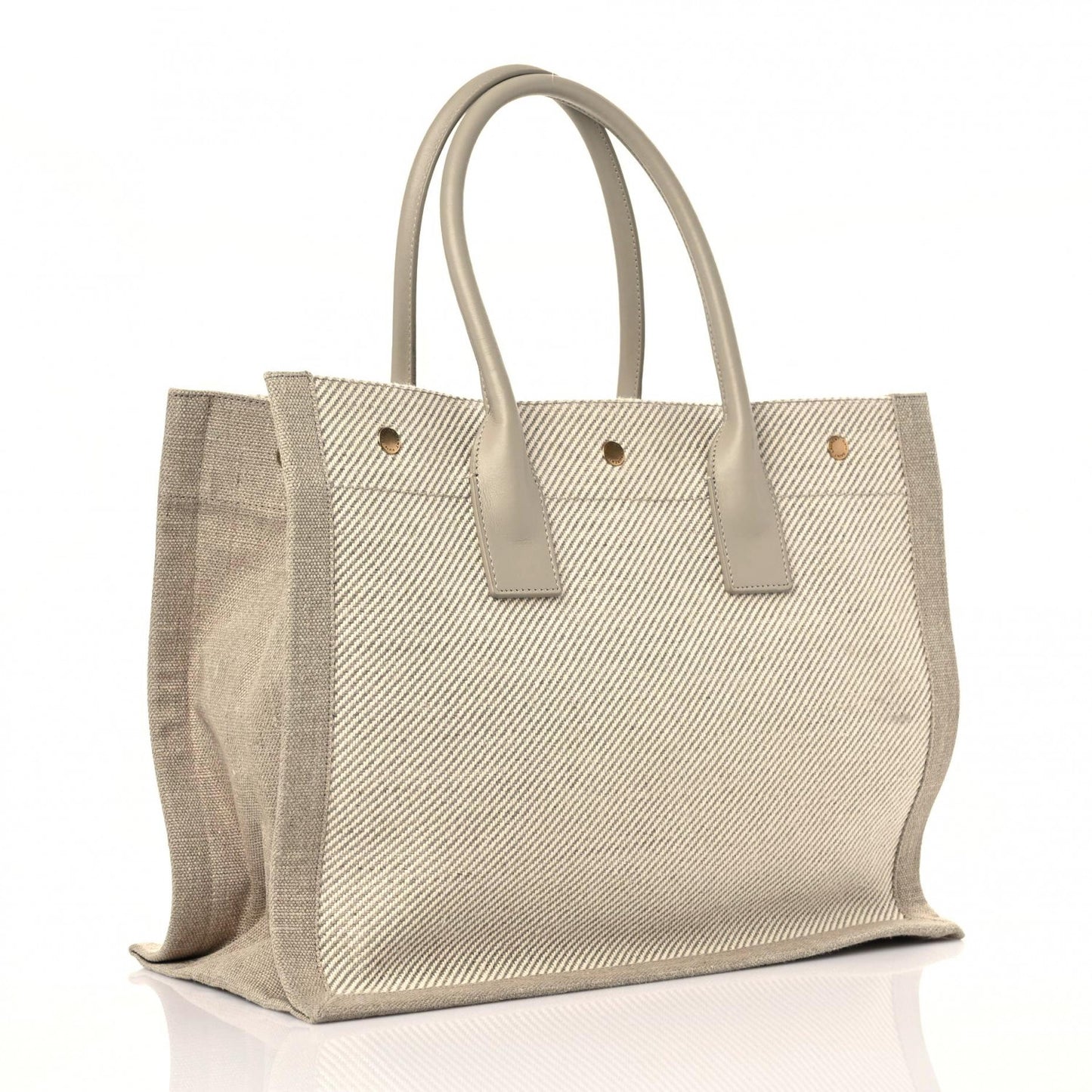 Linen Calfskin Small Rive Gauche Tote Beige Sea Salt