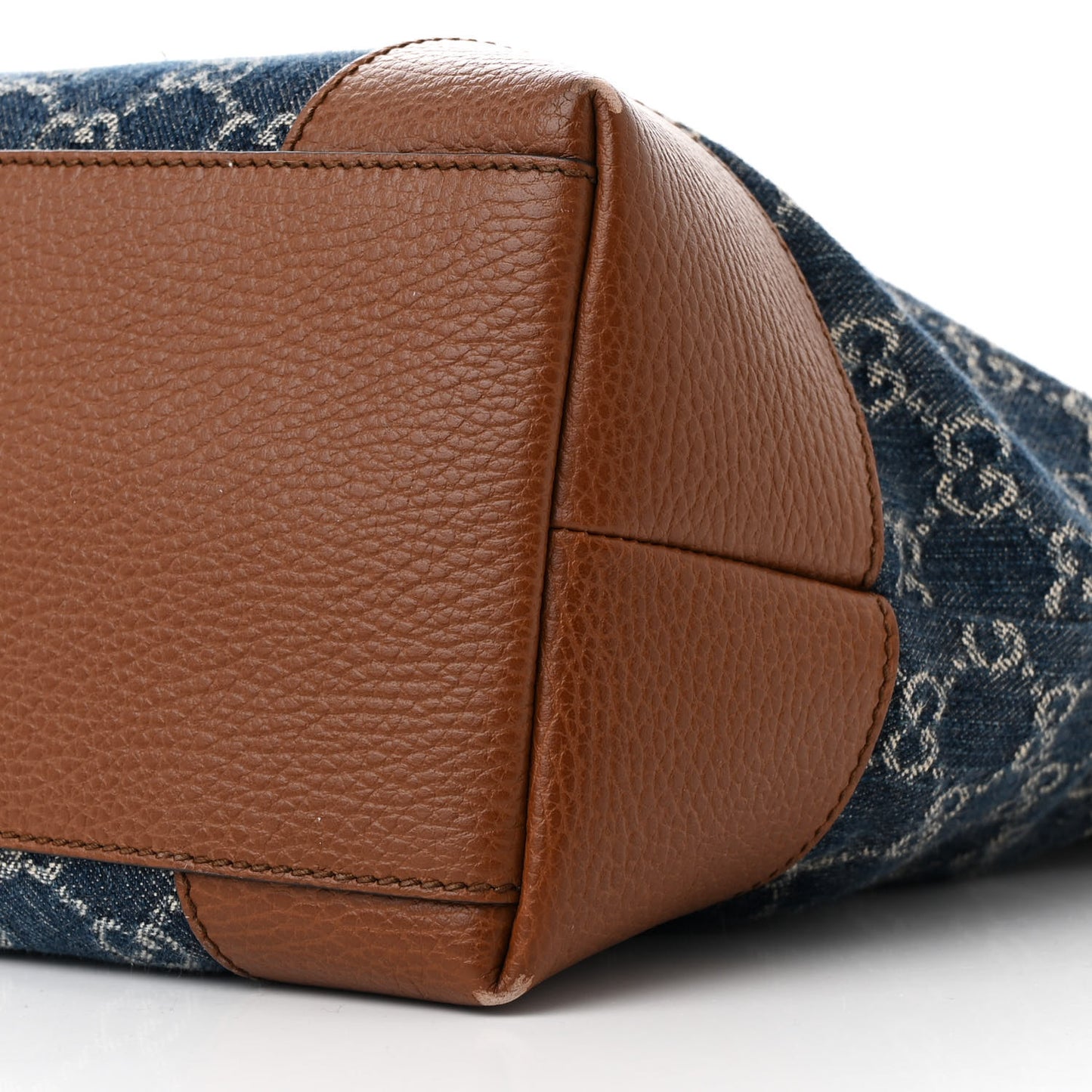 New Denim GG Monogram Medium Ophidia Shopping Tote Blue Tea Cuir