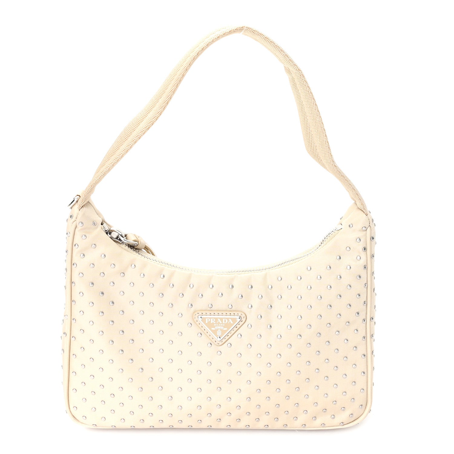Prada Tessuto Nylon Studded Mini Re-Edition Bag Deserto 1 of 9