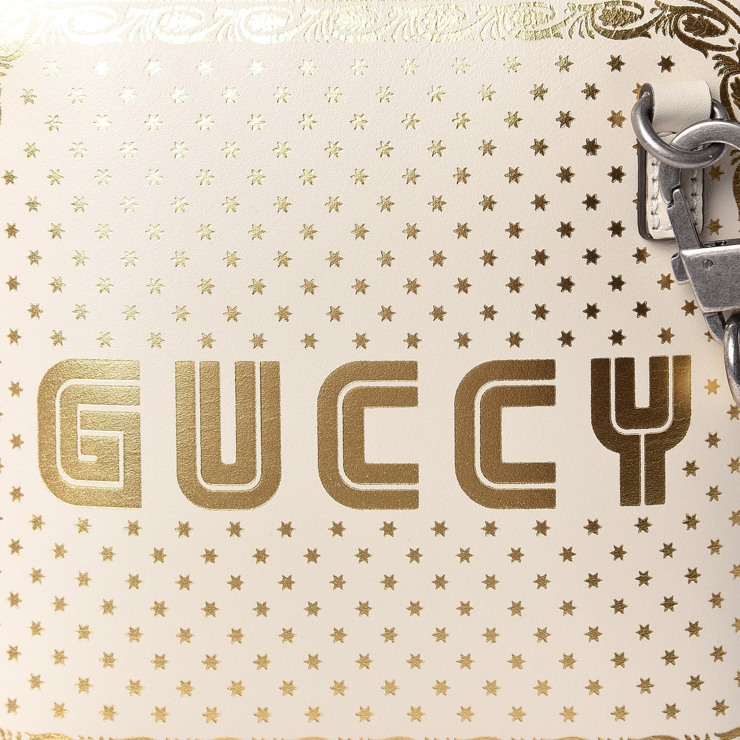 X SEGA Calfskin GUCCY Stars Mini Dome Shoulder Bag Mystic White Gold
