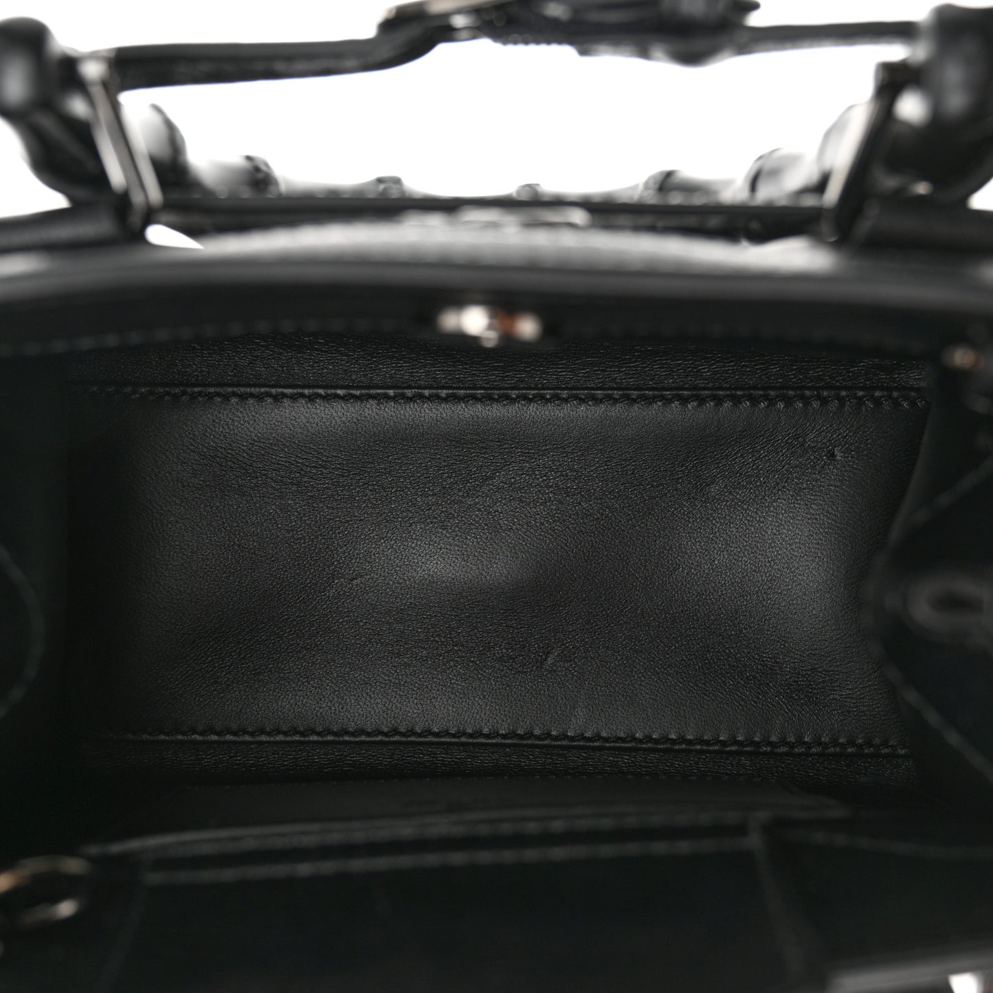 Textured Dollar Calfskin Web Monochrome Mini Diana Tote Bag Black
