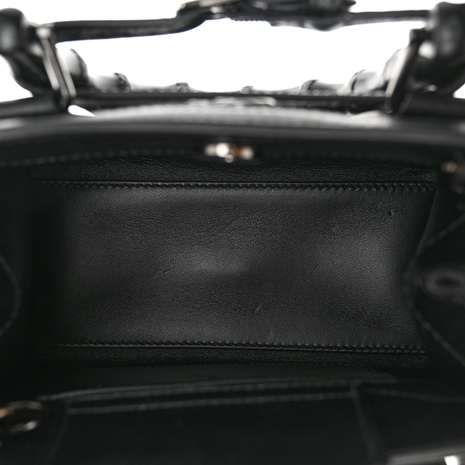 Gucci Textured Dollar Calfskin Web Monochrome Mini Diana Tote Bag Black 5 of 9