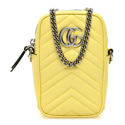 Gucci Calfskin Matelasse Mini GG Marmont Crossbody Bag Banana 1 of 12