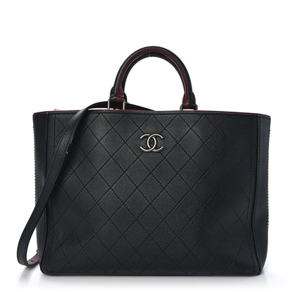Chanel Bullskin Stitched Bi-Color Large Shopping Tote Black 1 of 14