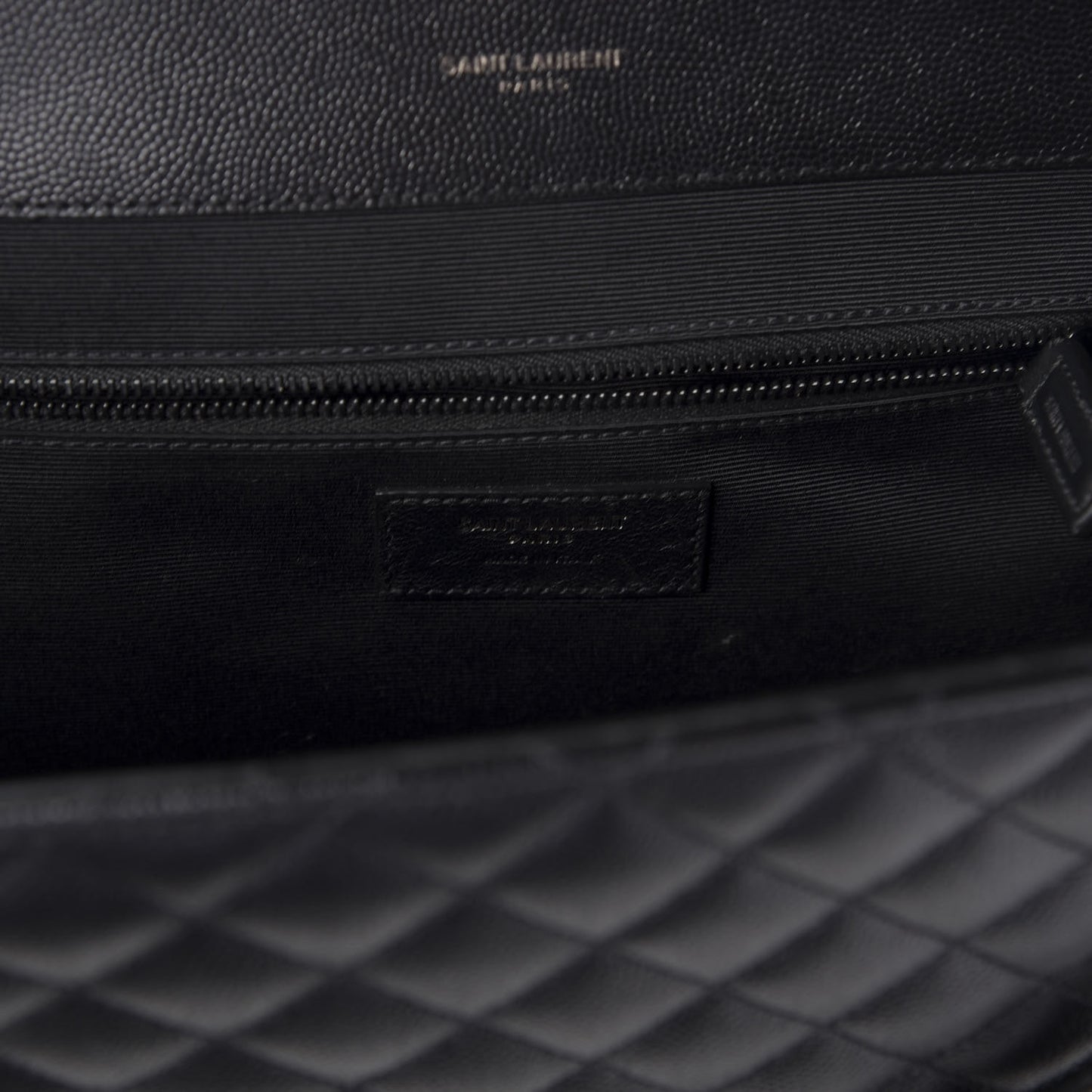 Grain De Poudre Textured Mixed Matelasse Large Triquilt Monogram Monochrome Satchel Black