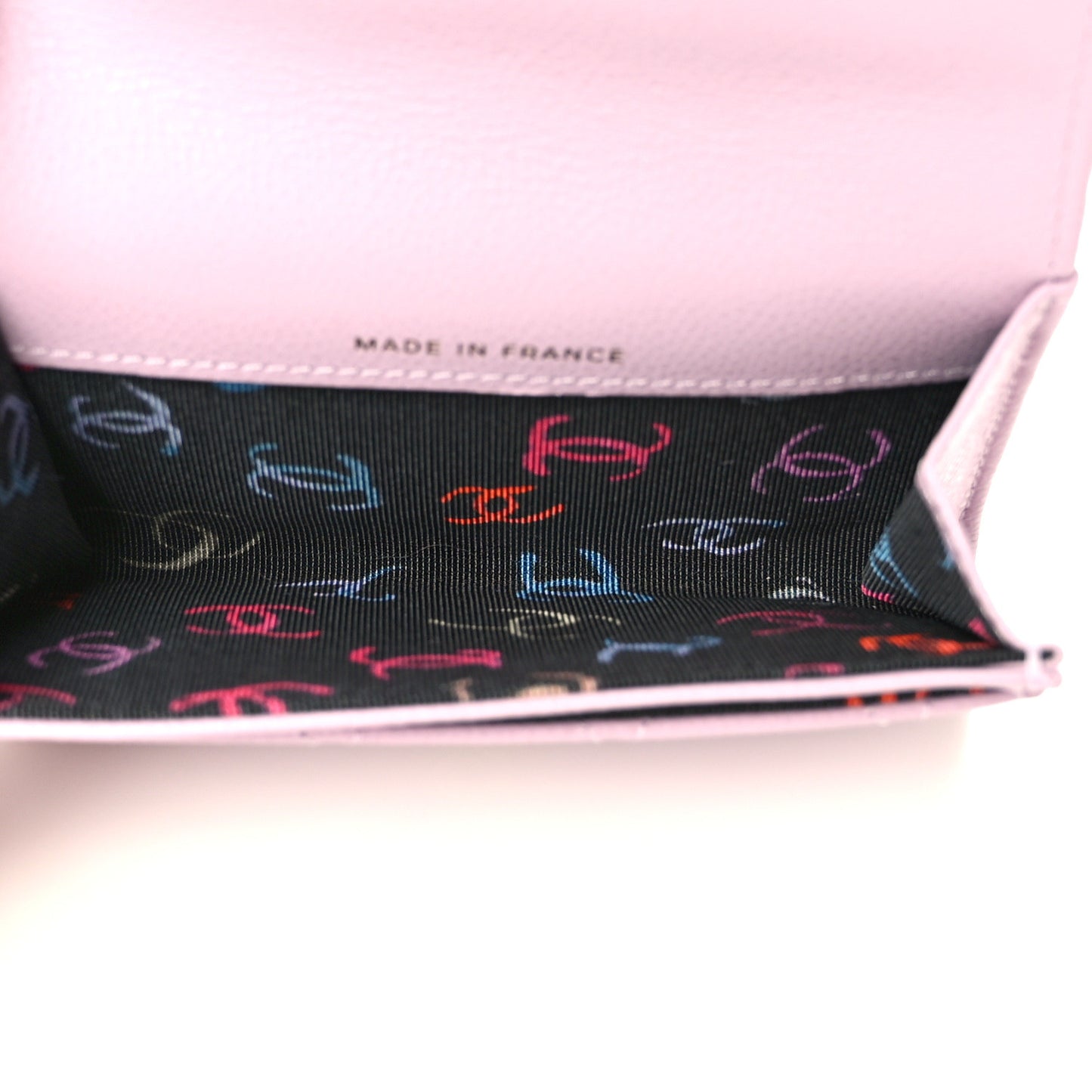 Caviar Quilted Flap Card Holder Wallet Light Purple