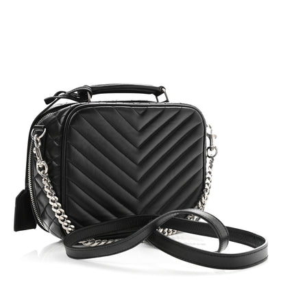 Saint Laurent Lambskin Matelasse Chevron Lunchbox Bag Black 2 of 9