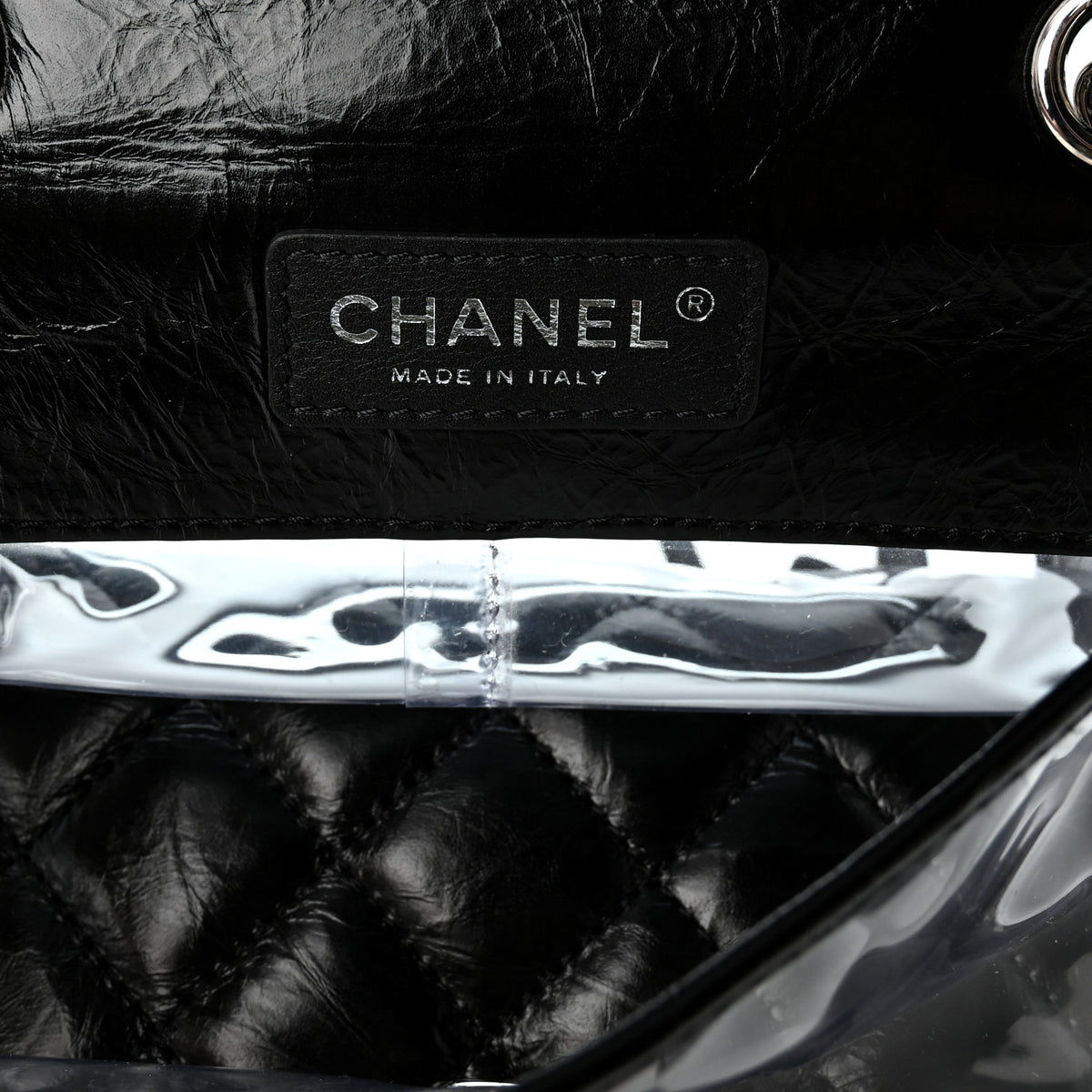 Crumpled Calfskin PVC Quilted Backpack Black