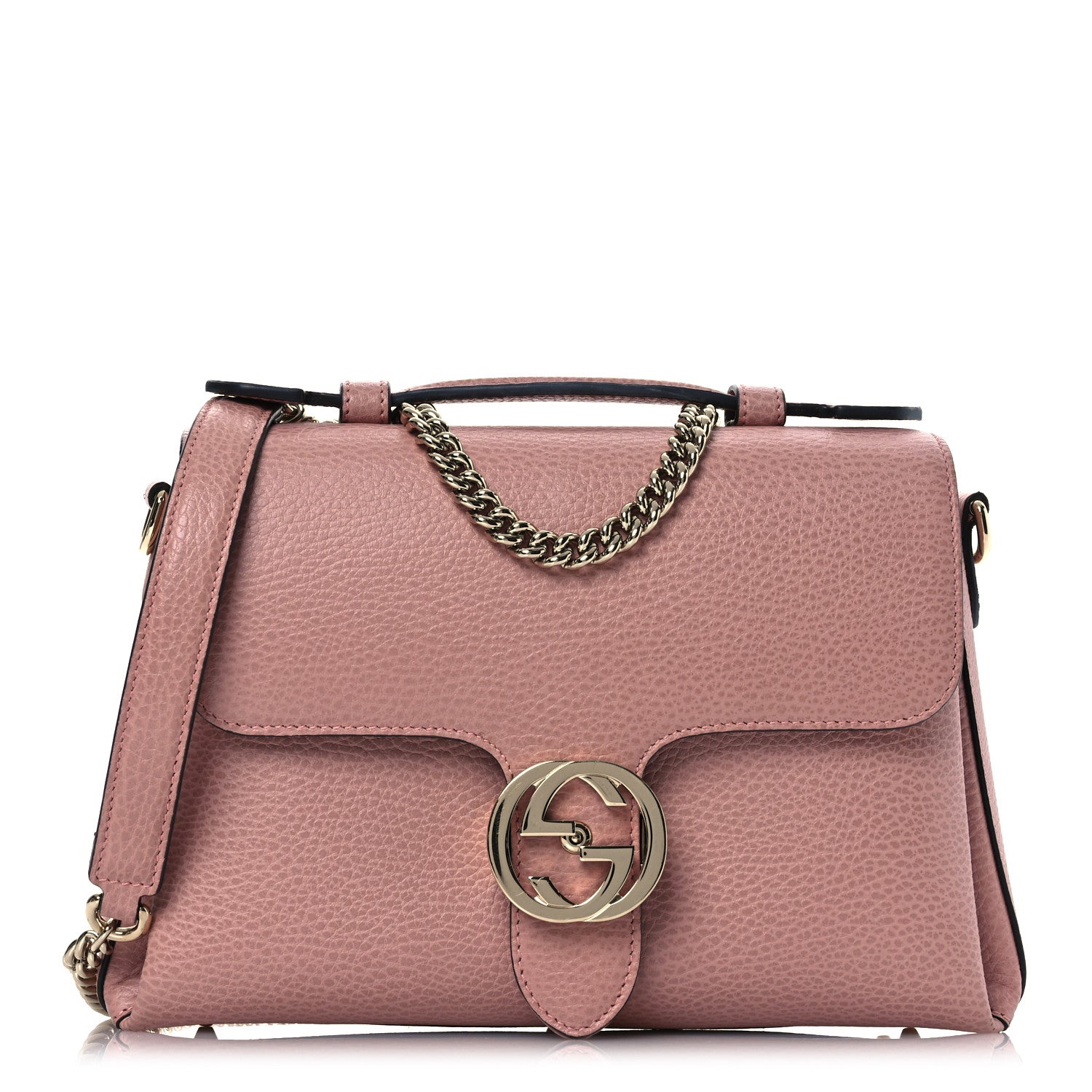 Gucci Dollar Calfskin Interlocking G Top Handle Shoulder Bag Soft Pink 1 of 16