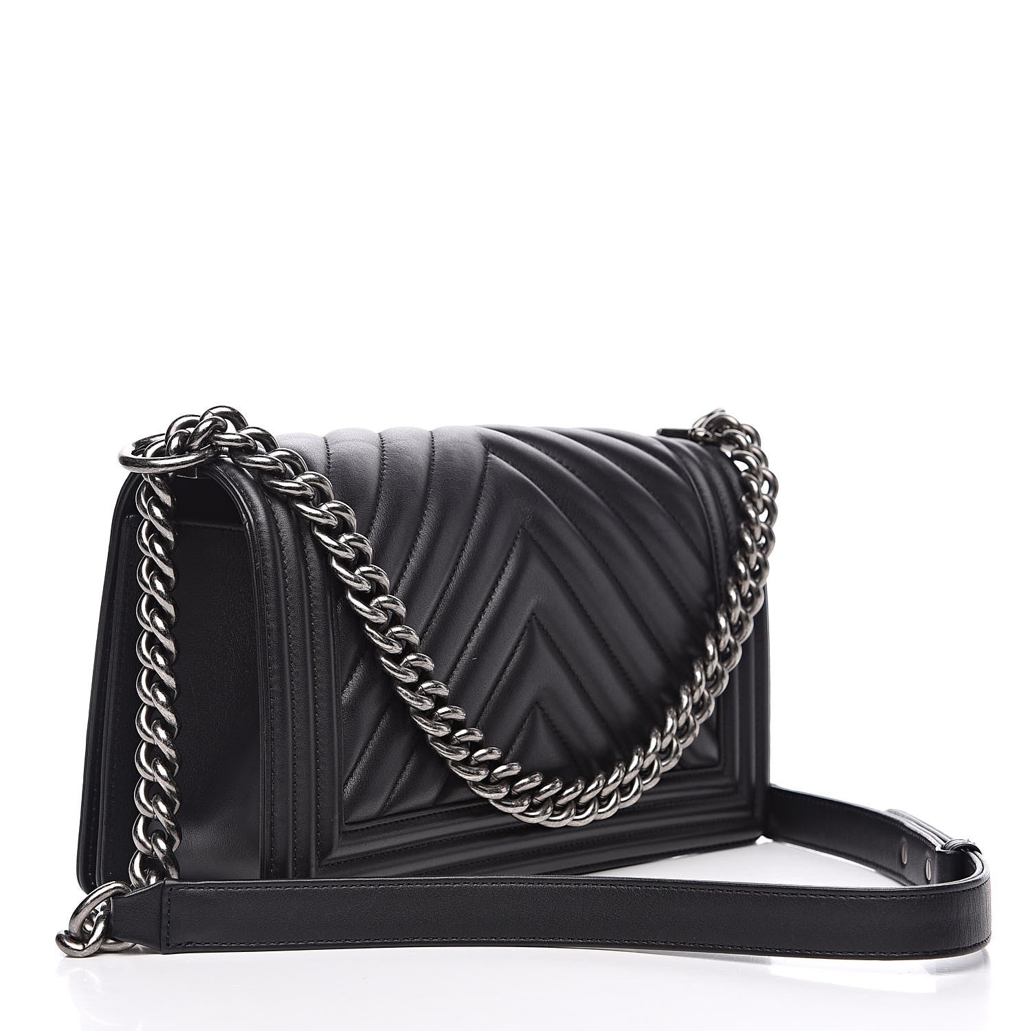 Chanel Calfskin Chevron Quilted Medium Boy Flap Black 3 of 13
