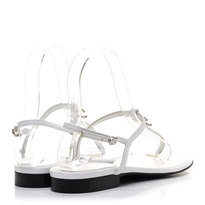 Chanel Lambskin CC Thong Sandals 36 White 4 of 9