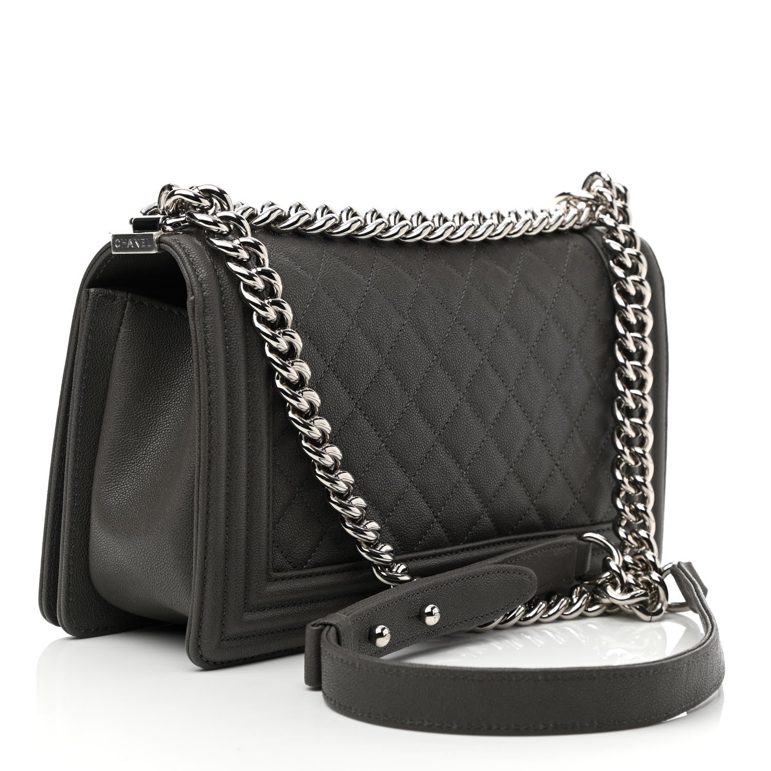 Chanel Caviar Quilted Medium Boy Flap Grey 3 of 9