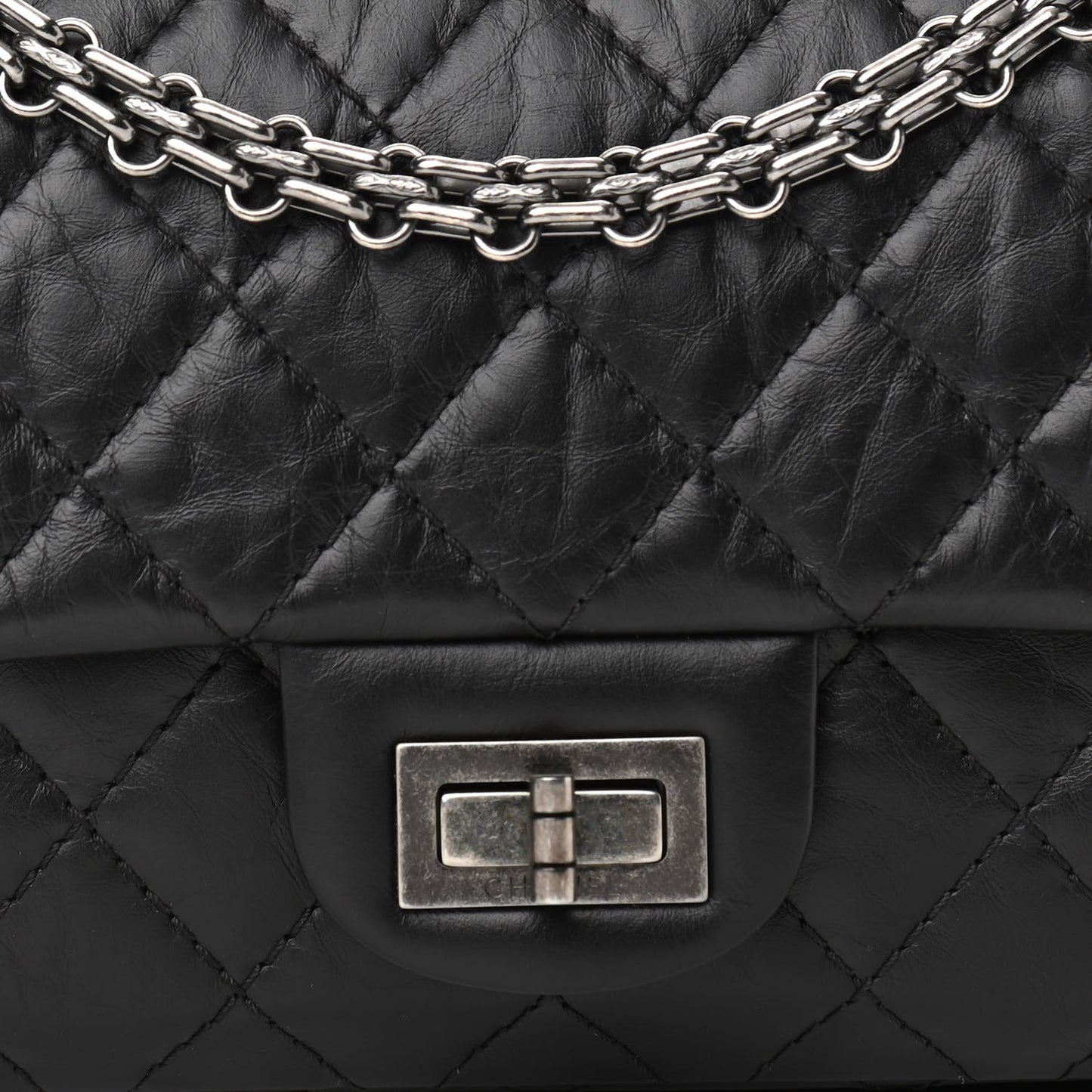 Aged Calfskin Quilted 2.55 Reissue 225 Flap Black