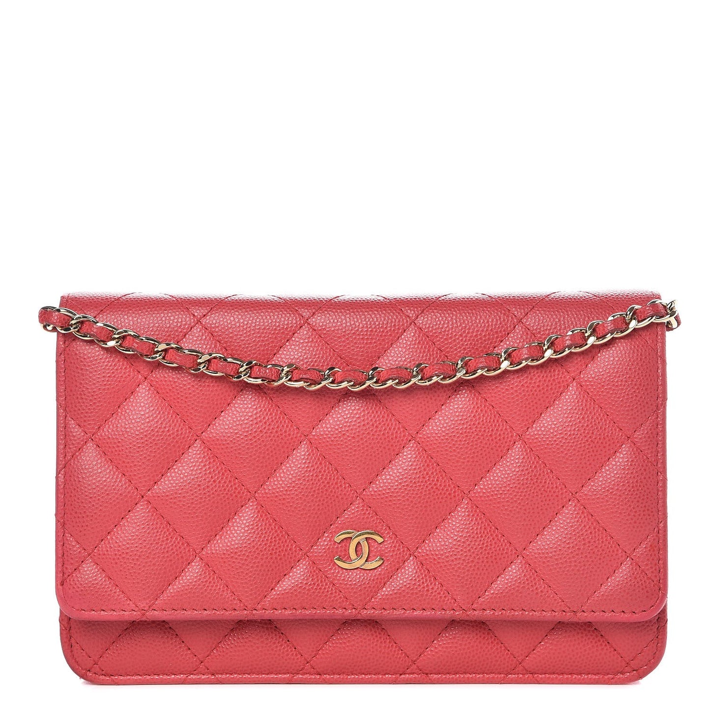 Caviar Quilted Wallet On Chain WOC Pink